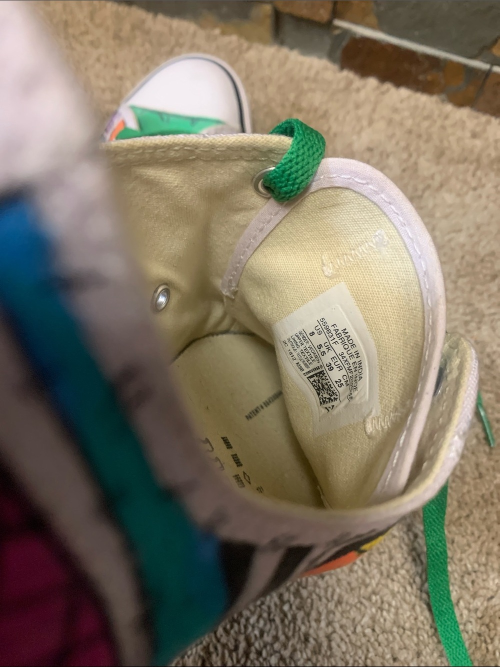 Converse Low Top Sneakers in Multicolor with Green Laces 8 - Picture 6 of 6